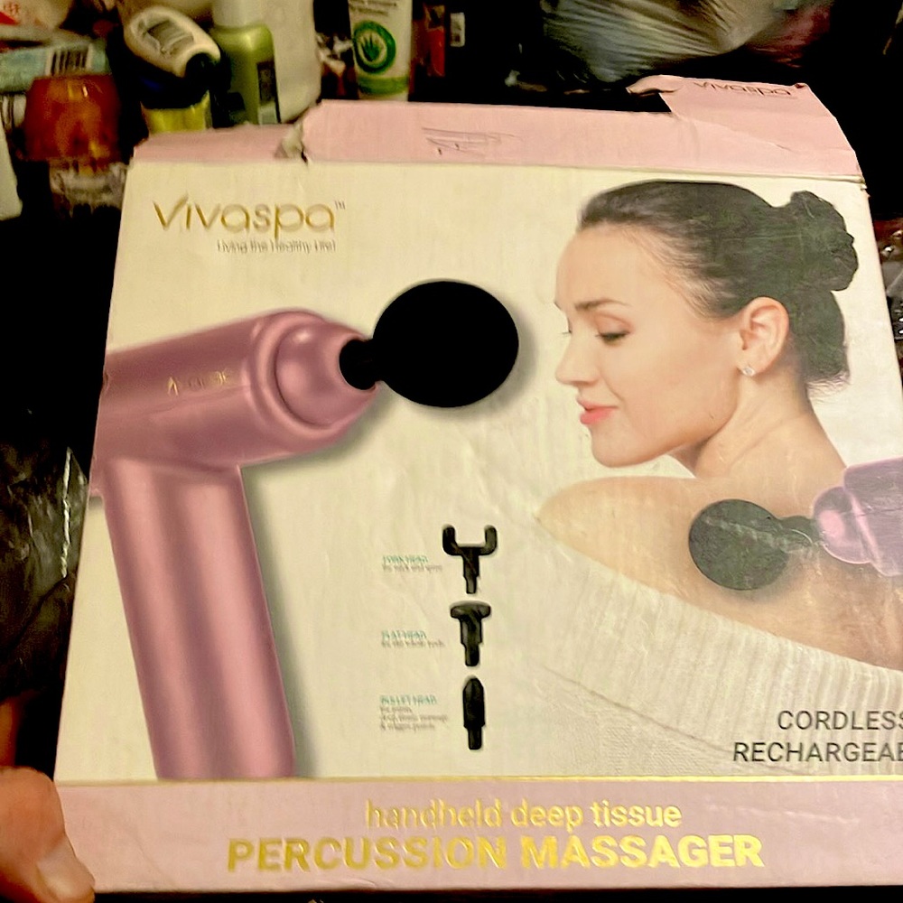 Cordless Percussion Massager with various attachments. Revitalize your life!
